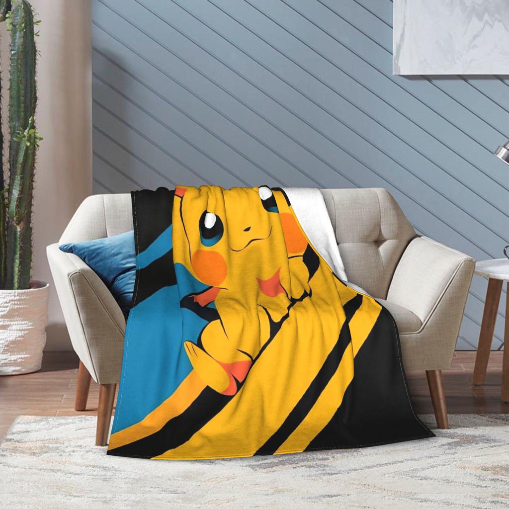 RIPSuper Soft Cartoon Pikachus Throw Blanket Premium Flannel Fleece Lightweight Bed Blanket Cozy Fluffy Bedspread All Season UseR-I-P