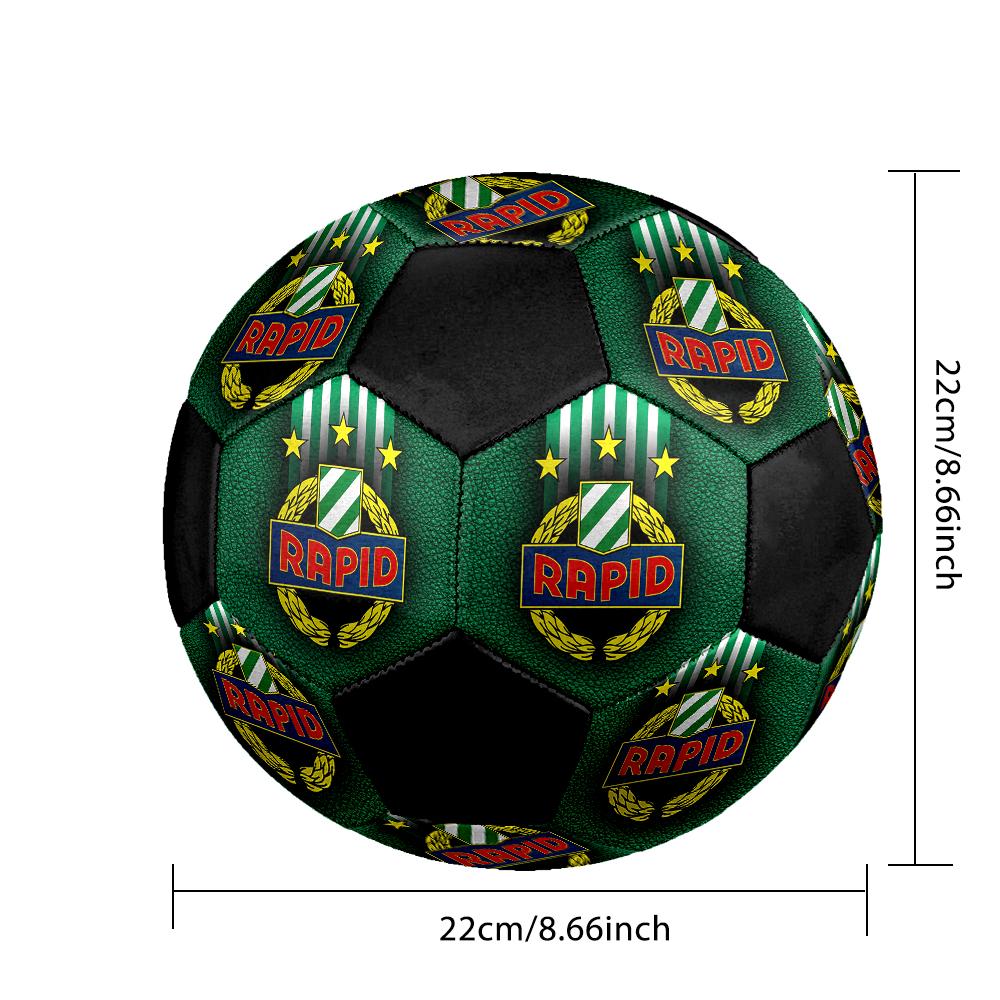 Rapid Wien Soccer Ball, Colorful, Suitable for All Ages, Machine-stitched, PVC Material, Competition Grade, Durable and High Bounce