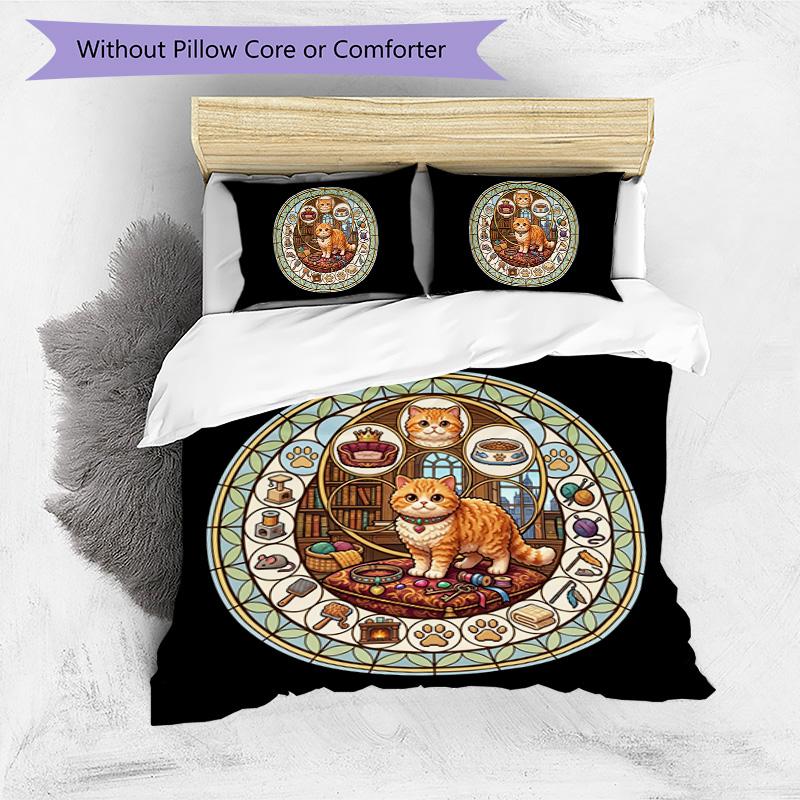 Royal Cats Realm Pattern Bedding,Quilt Set Quilt Cover Pillowcase Home Birthday Gift (1*duvet cover+2*pillowcase,without core)