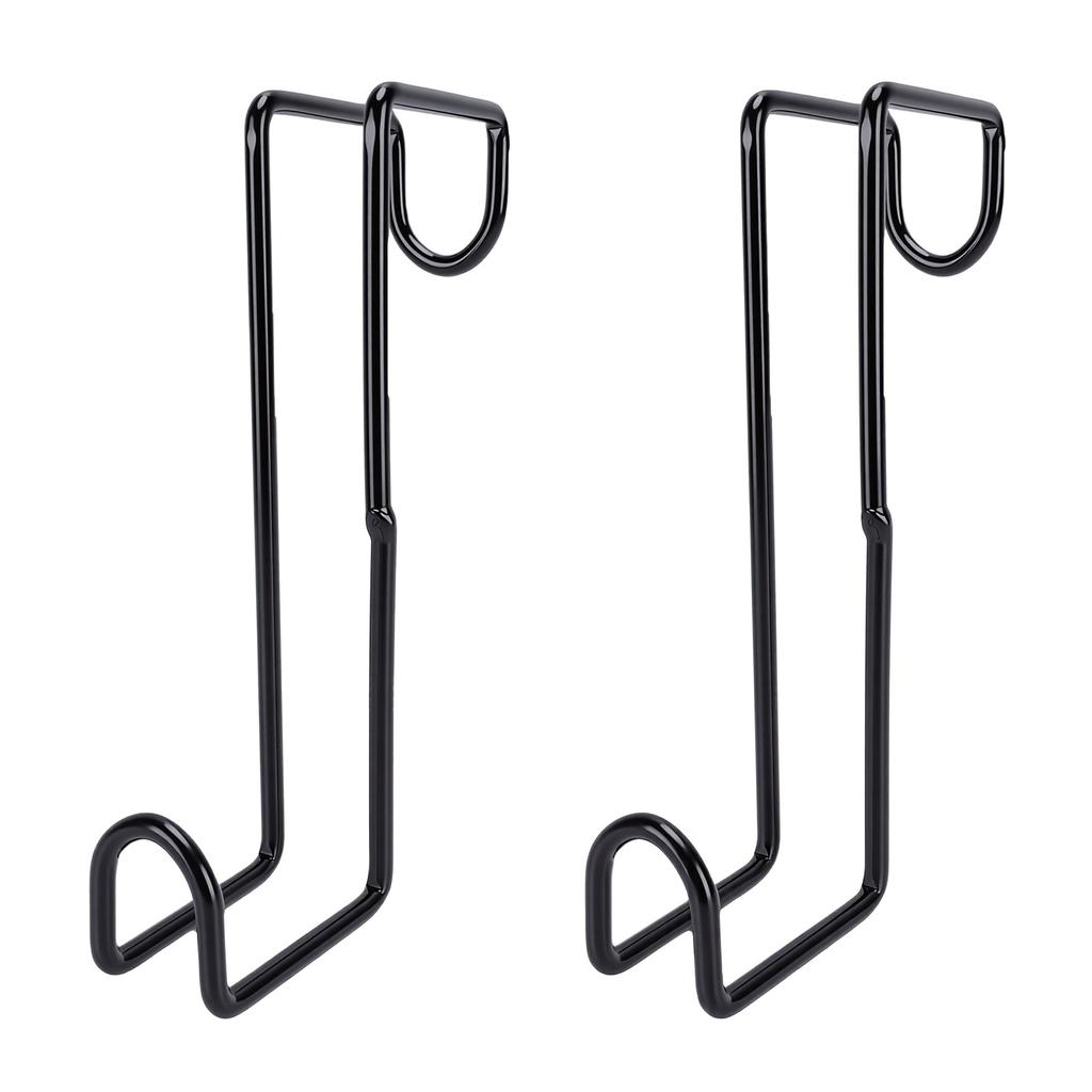 2PCS 8 Inch Tack Hook Horse Halter Rack Over Rail Bridle Hooks Metal Horse Water Bucket Hangers Stall Accessories Black