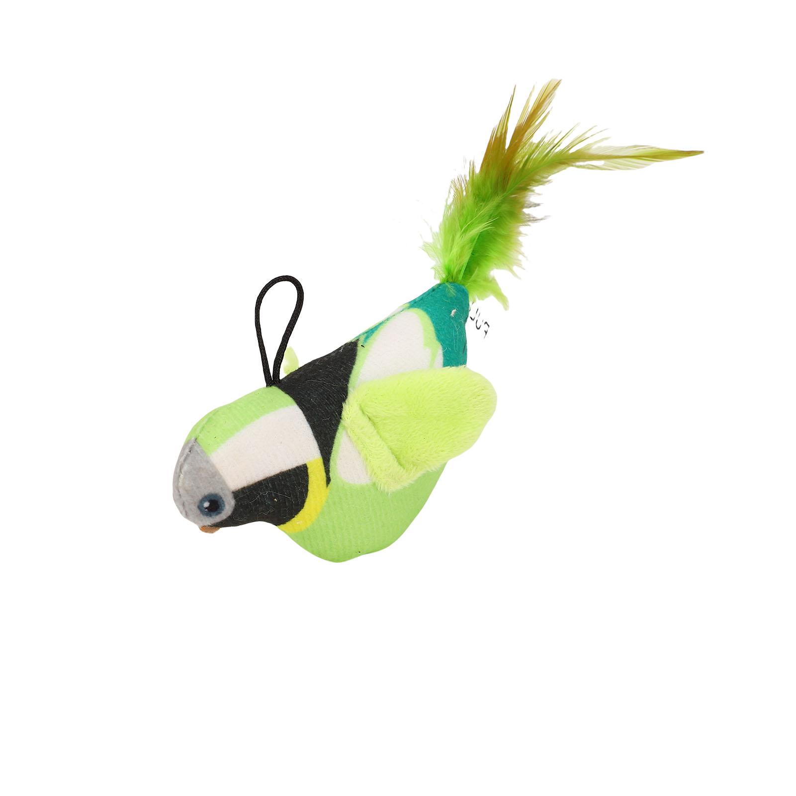 

4PCS Interactive Hanging Bird Cat Toys Set Chirping Sound Lifelike Plush Catnip Kitten Chase Exercise Toys for Indoor