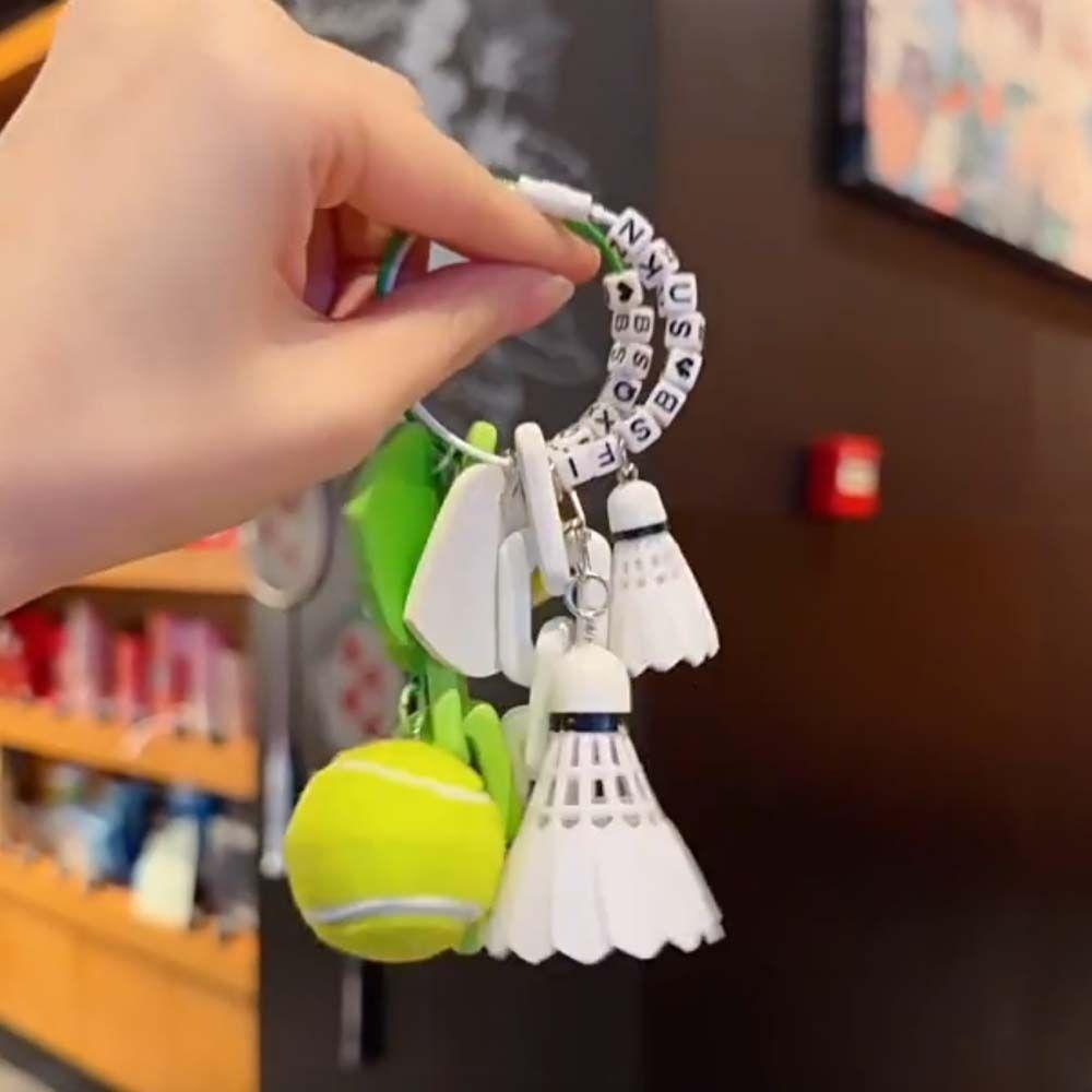 PVC Funny Tennis Ornament Creative Women Bag Charm Fashion Badminton Keychain  Couple