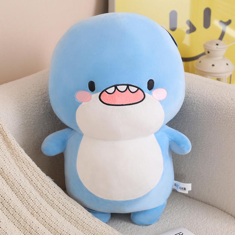 3045Cm Soft Blue Shark Fatty Plush Toy Stuffed Cartoon Ocean Animal Sitting Lying Doll Appeasing Birthday Gift