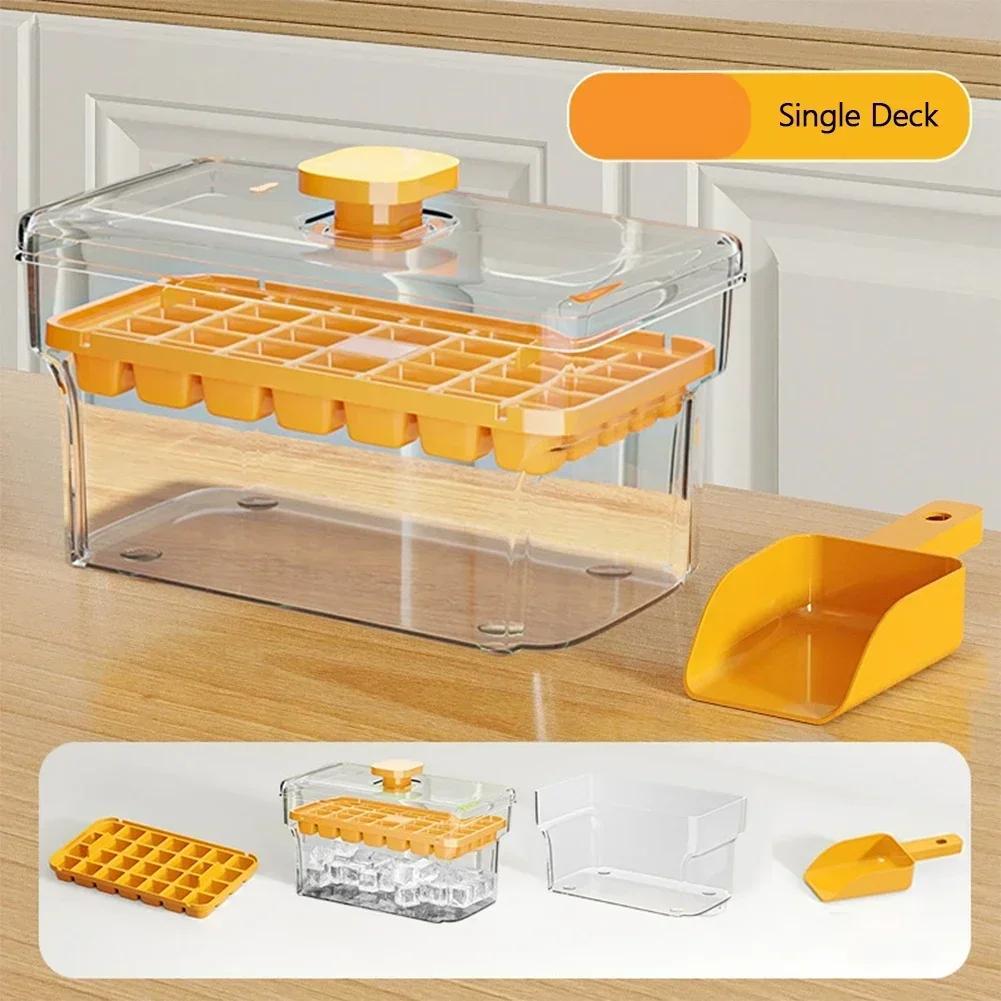 34/68 Grids Easy Press Release Ice Mold Ice Cube Tray With Lid And Storage Box Seal Reusable Freezer Ice Making Tool