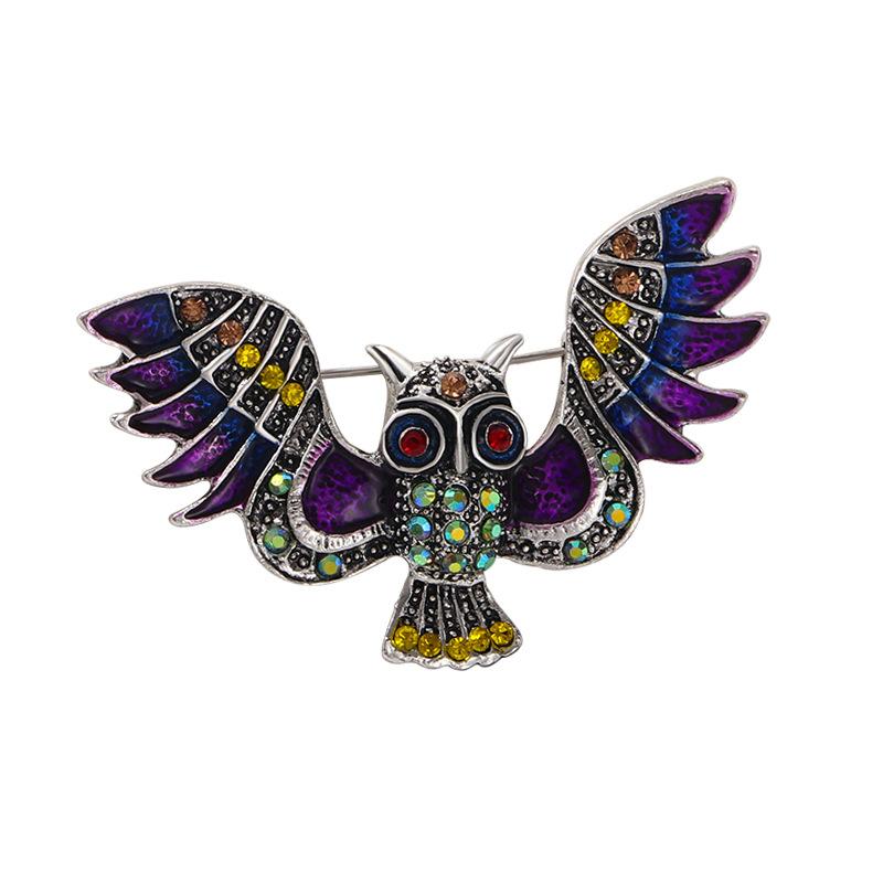 New Fashion Colorful Owl Retro Bird Animal Brooch