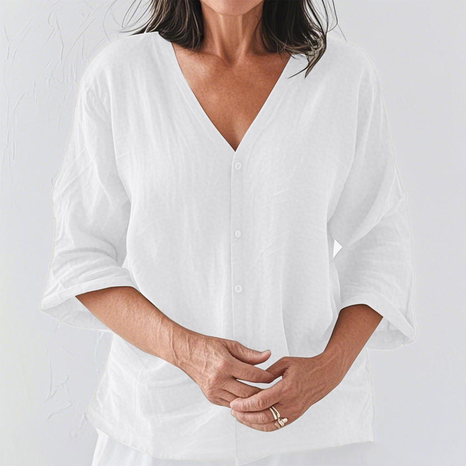 

Модный женский повседневный кардиган из хлопка и льна с V-образным вырезом и рукавом три четверти XL белый