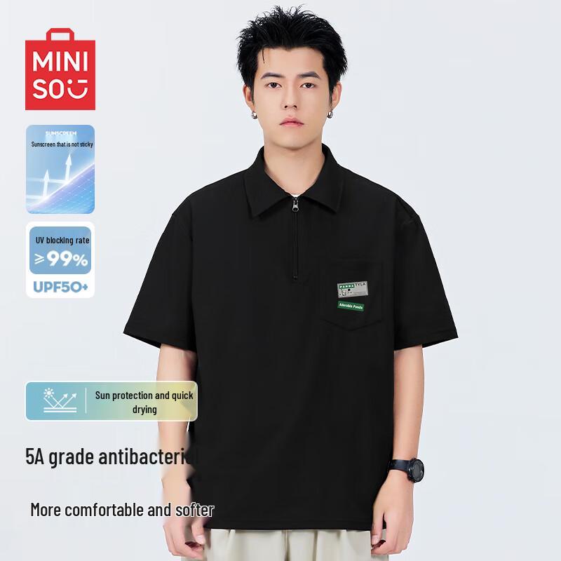 MINISO Men s Quick-Dry Half-Zip Polo T-Shirt L