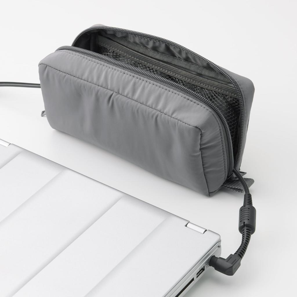 MUJI Polyester Gadget Approximately 20cm Wide x 9cm High x 6cm 44303795 Pouch, Deep, Gray,