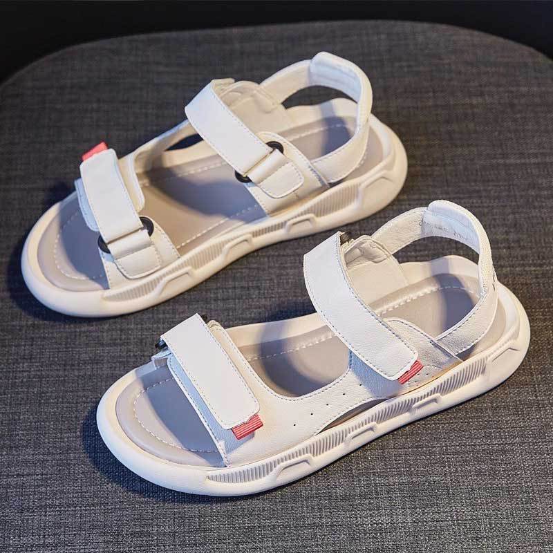 Leather Velcro Sports Sandals Women's Outer Wear Summer New Soft-soled Lightweight Versatile Flat Sandals