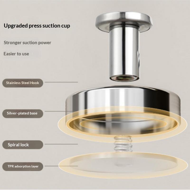 2/4Pcs Reusable Wall Mount Stainless Steel Suction Cup Hooks Waterproof Hangers for Home Office Bathroom