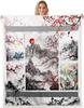 GUOYU Blanket Kids Japanese Geishas Fleece Throw Blanket Queen Boys Girls Cherry Blossoms Plush Blanket Japanese Style Sherpa Blanket Japanese