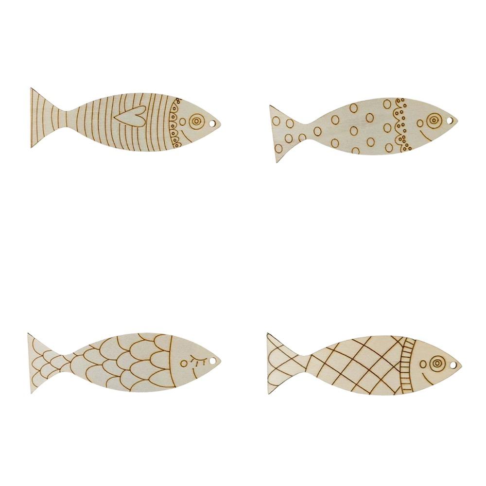 

40PCS Unfinished Wooden Fish Cutouts Sea Animal Fish Shape Wood Slice Kindergarten S-40PCS
