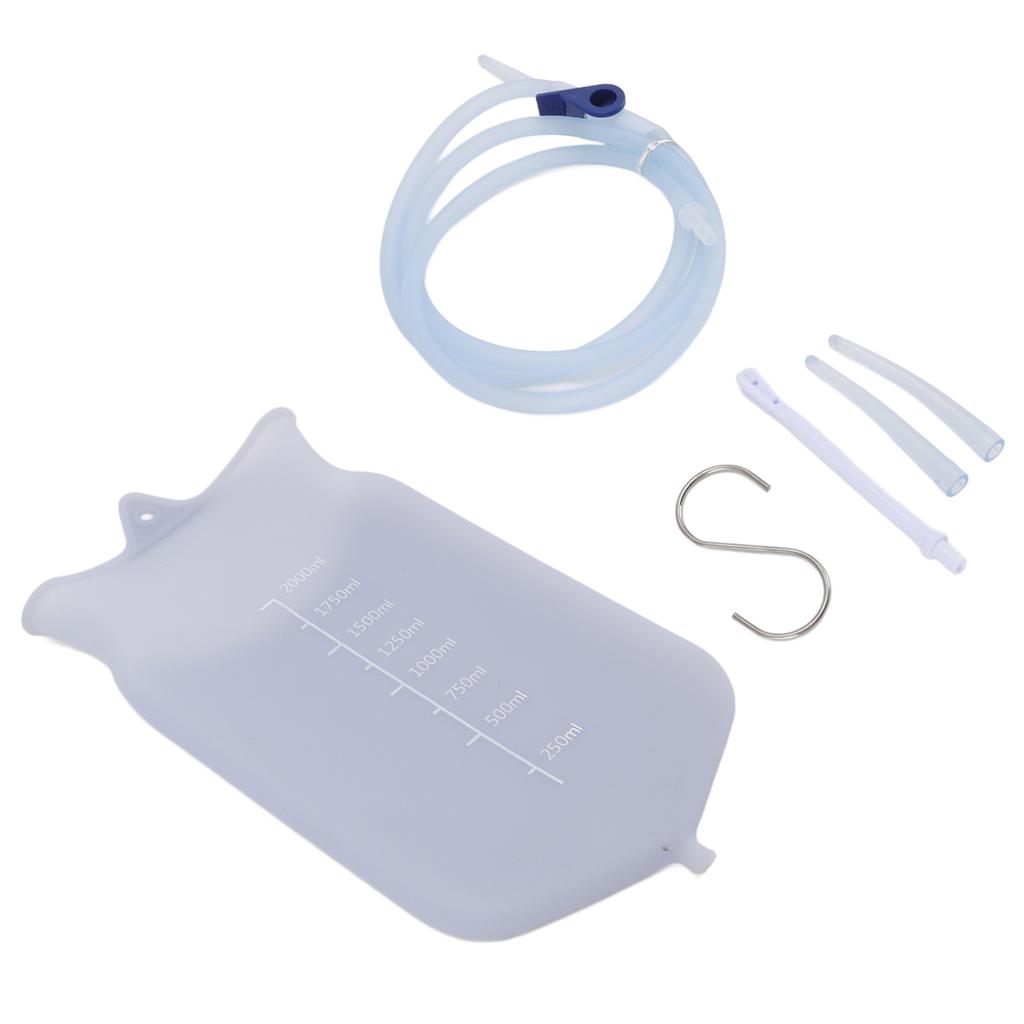 Silicone Enema Bag Kit Portable Enema Douche Bag Home Colon Cleansing Bag Set 2L with Scale