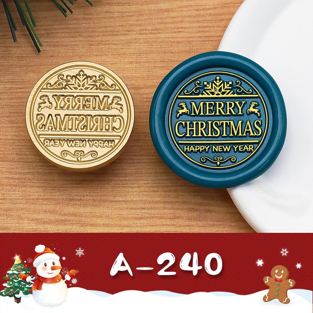 2.5cm Brass Engraved Christmas Wax Seal Stamp Heads for Envelopes & Invitations