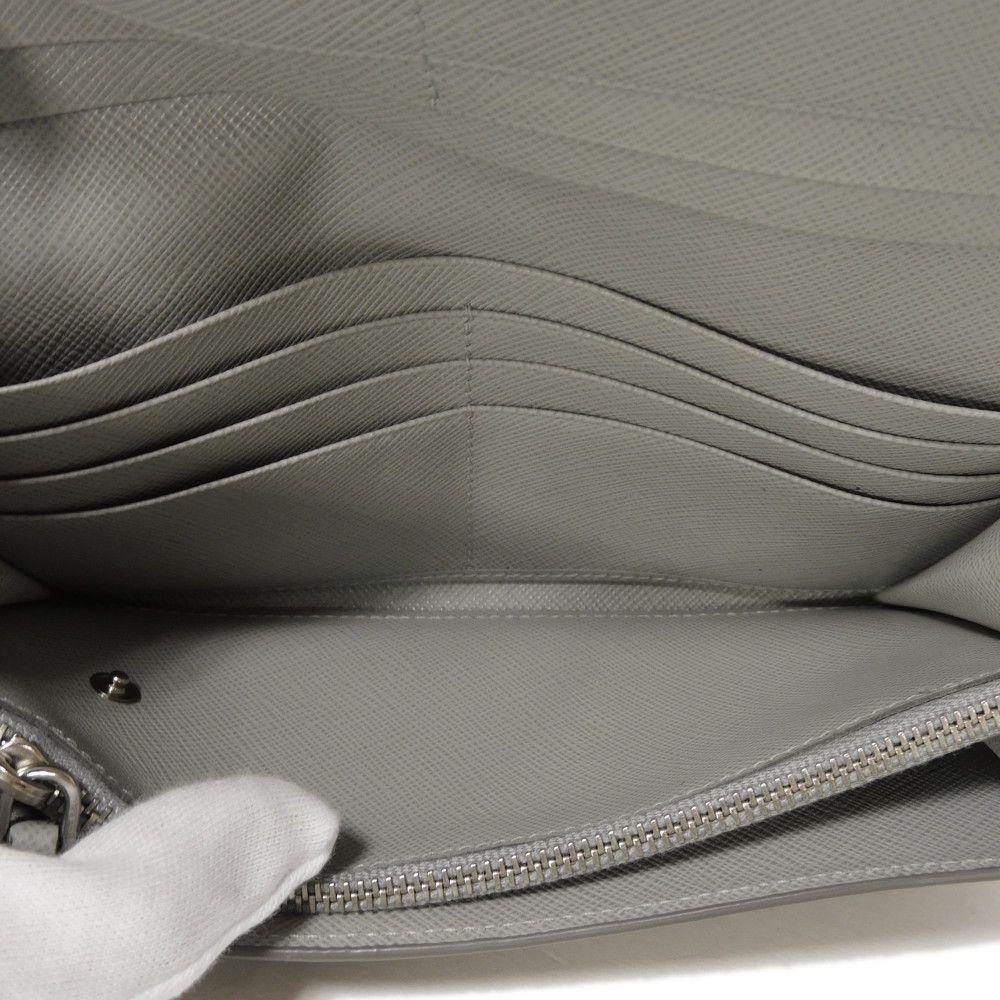 Used 11569 Saffiano Stripe Long Flap Wallet 1MH132 2E3O F0PGW 7941 Nube Gray Unused Logo Marumo Unisex from Japan