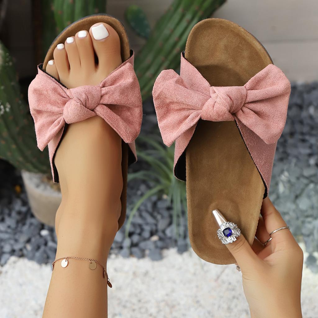 Women Slippers 2026 New Summer Slippers Platform Retro Sandals Fashion Bow Leopard Beach Shoes Women Plus Size Slides Women