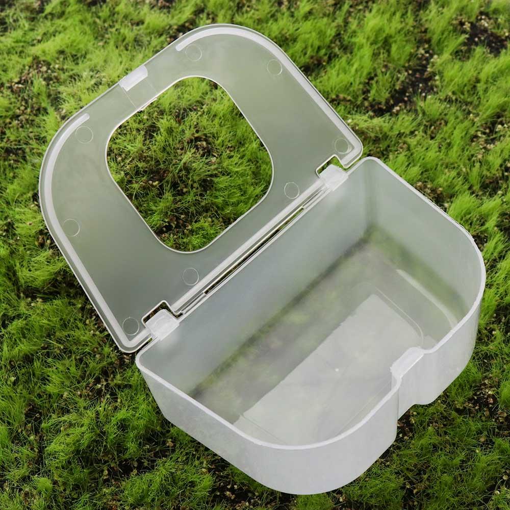 Transparent Pigeon Anti Scattering Food Box Anti-splash with lid Carrier Pigeon Food Box Two Hole Plastic Parrot Food Trough