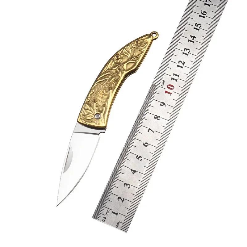 Dropship Stainless Steel High Hardness Sharp Folding Pocket Knife, 3D Pattern Handle Portable Utility Tool for Fruit Peeling & Daily Use