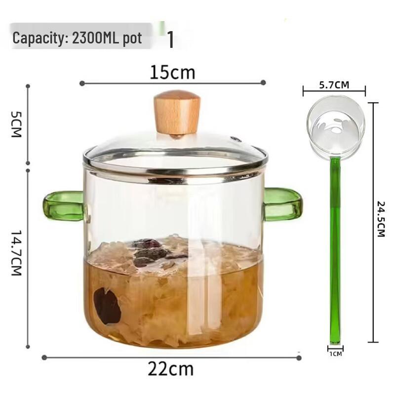 

ZISIZ High Borosilicate Glass Milk Pot with Green Handle
