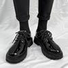 Glossy Small Leather Shoes Men's Formal Business British Derby Shoes Autumn Big Head Casual Shoes New Heightened Thick Sole
