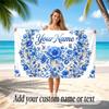 Floral Garden Theme Soft Beach Towel Personalized Custom Name Text Towel Portable for Beach Pool Travel