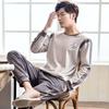 Set Pigiama in Cotone da Uomo Taglie Forti Primavera/Autunno - Manica Lunga, Abbigliamento per la Casa Casual