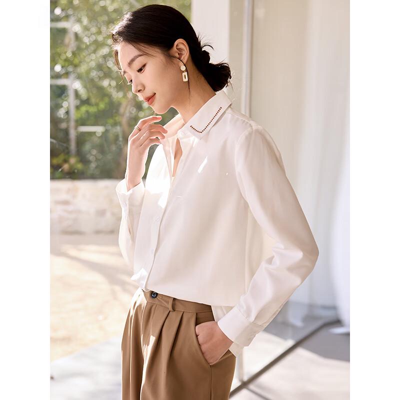 Women's Embroidered Lace Lapel Long Sleeve Shirt