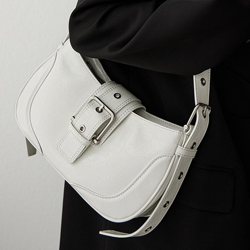 

Новая кожаная сумка подмышку, сумка-седло, сумка премиум-класса серебристого цвета, черная сумка через плечо для поездок на работу. 27*8*15 белый