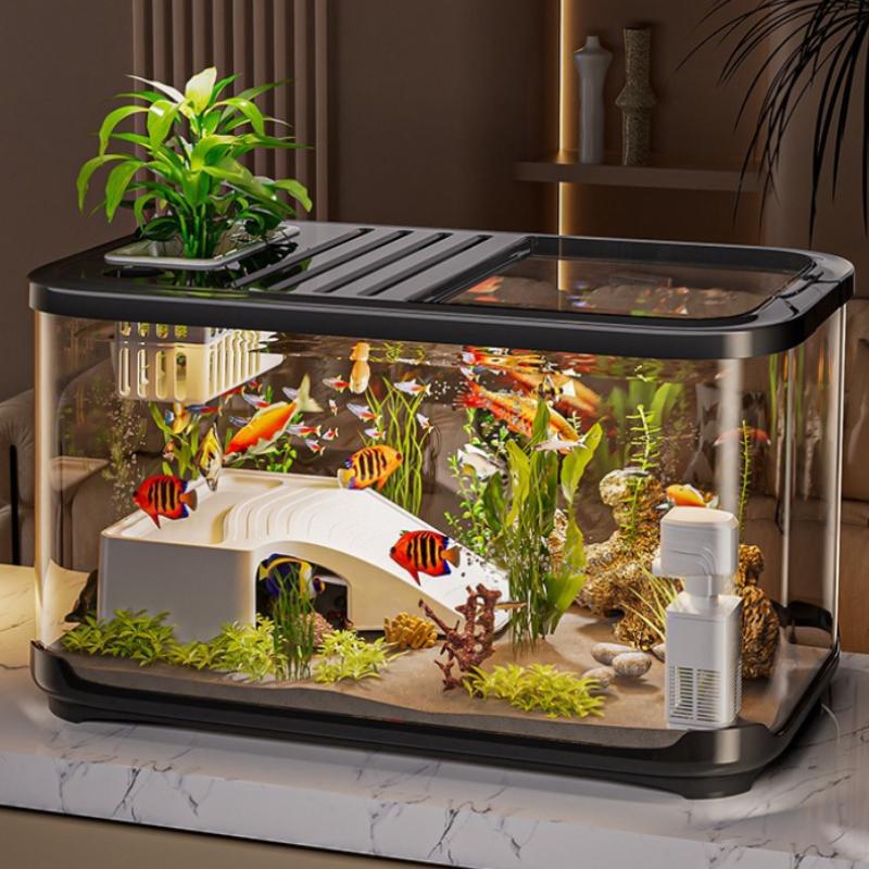 Breeding Container Fish Tank Turtle Tank Aquarium Living Room Balcony Ecological Terrariums Transparent Goldfish Tank Products