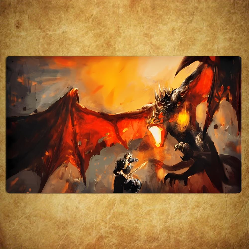 Red Wing Fire Dragon Magic Card Battle Mat TCG Playmat Anti-Slip Base Gathering Gaming Mat Board Game Mat for TCG