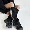 Modische Kordelzug Cargo Beinwärmer für Damen Harajuku Seitlich Doppelgestreift Baggy Beinabdeckungen Fußlose Socken Streetwear