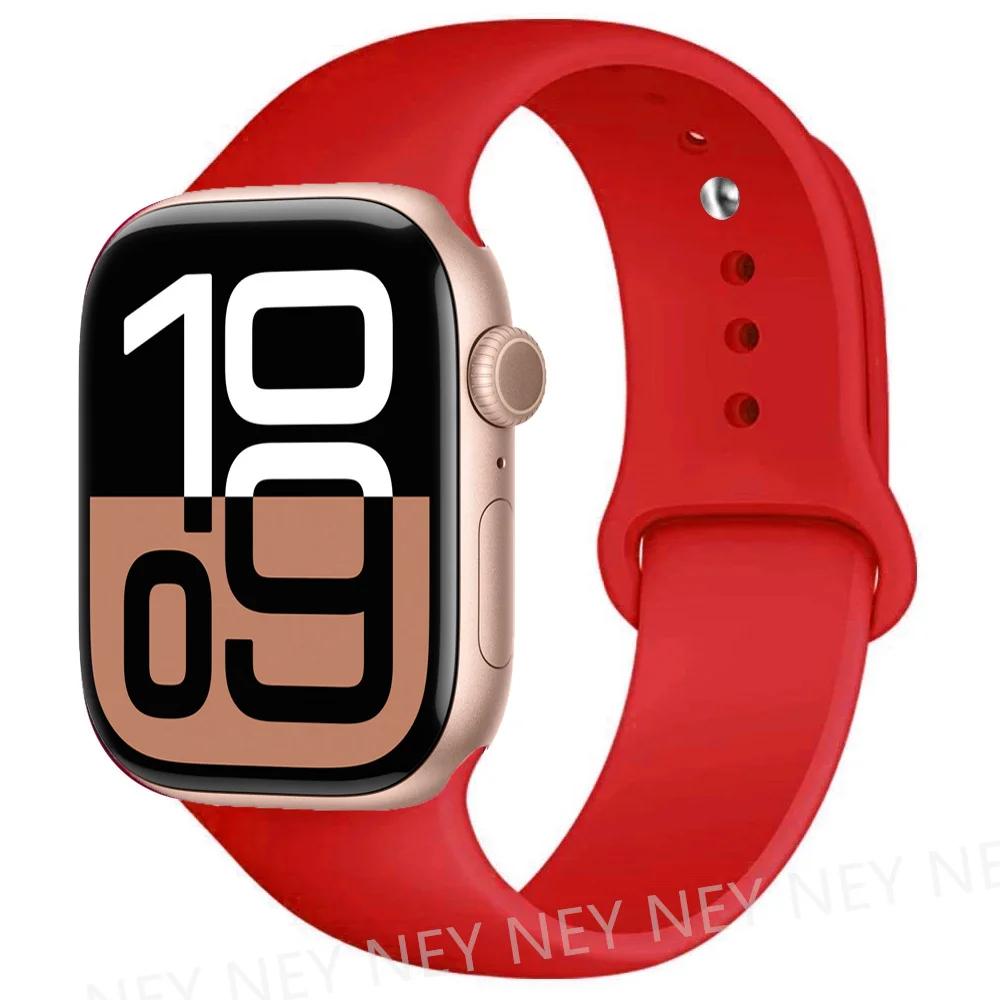 Silicone Band For Apple Watch Straps Ultra 2 49mm 45mm 44-40mm 41mm Sport Bracelet Apple Watch Series 10 42mm-46mm 8 7 6 5 SE 9