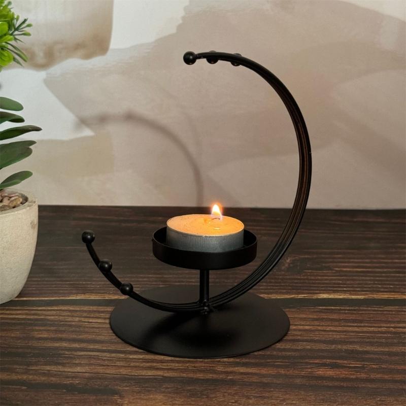 Hanging Metal Tealight Candle Holder for Eid Mubaraks Moon Shape Candle Stand Iron Lanterns for Home and Event Decors