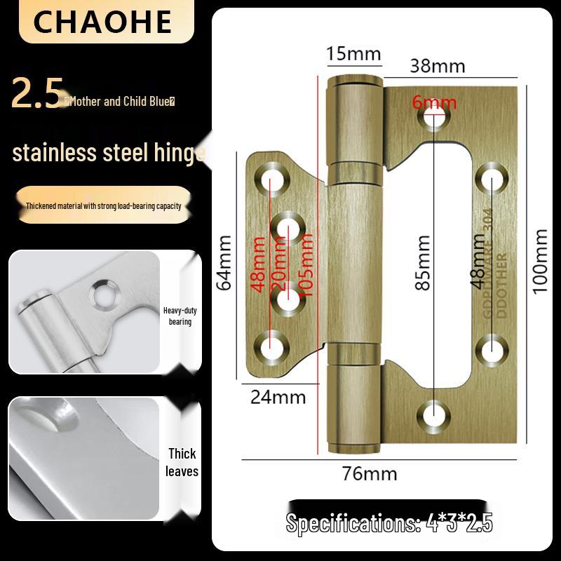 4-inch Silent Bearing Male-Female 304 Stainless Steel Hinge for Wooden Doors