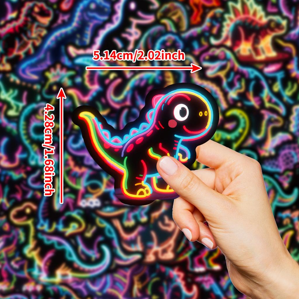 56 Neon Dinosaur Cartoon Graffiti Stickers Colorful Dinosaur Diy Guitar Skateboard Stickers