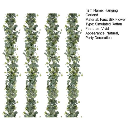 Artificial Eucalyptus Hanging Garland White Flowers Vines Fake Plants for Wedding Arch Wall Home Party Christmas Decor