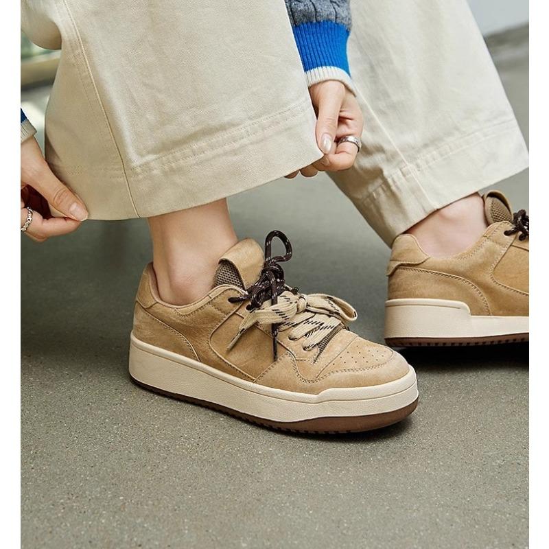 Cowhide version of little white shoes women's spring new thick-soled versatile casual board shoes lightweight sports shoes student