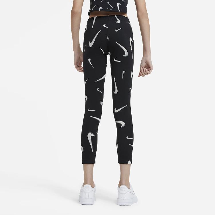 Nike Kids Sportswear Favorites All Over Logo Print Tight Fitness Knit Pants Kids bottoms Black DA1239-010