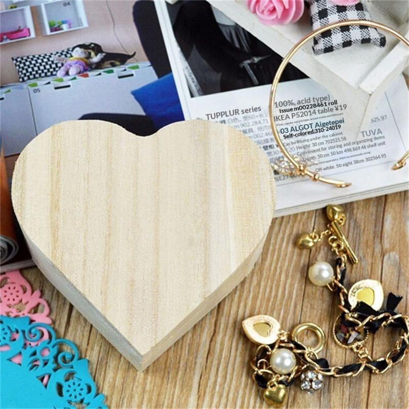 Natural Wood Heart Shape Storage Box Water Resistant Small Cosmetic Organizer Decorative Bathroom Vanity Decor