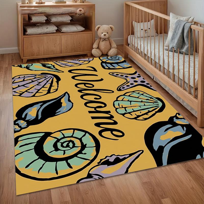 Multi Scene Welcome Doormat Seashell Starfish Design Non Slip Washable Easy To Clean for Entryway Patio Bathroom Cozy Decor