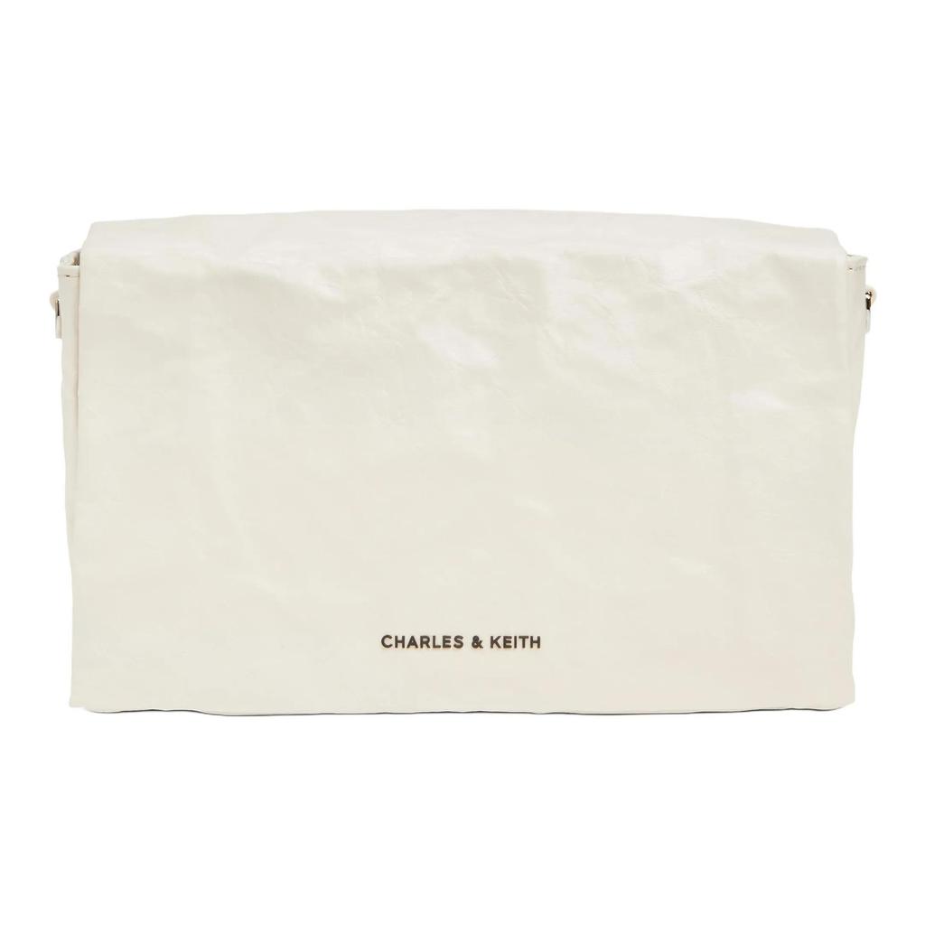 CHARLES&KEITH Pu Shoulder Bag , Crossbody Bag Small Women's Jet Black / Cream Milk White / Silver (Unisex) Crossbody Bags CK2 80782348