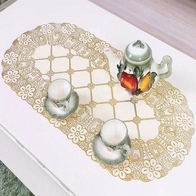 Ev Modası Yaratıcı Masa Dekoru Vintage Dantel İşlemeli Oval Masa Örtüsü Parti Çay Masası Altlıkları Su Geçirmez PVC Masa Örtüsü