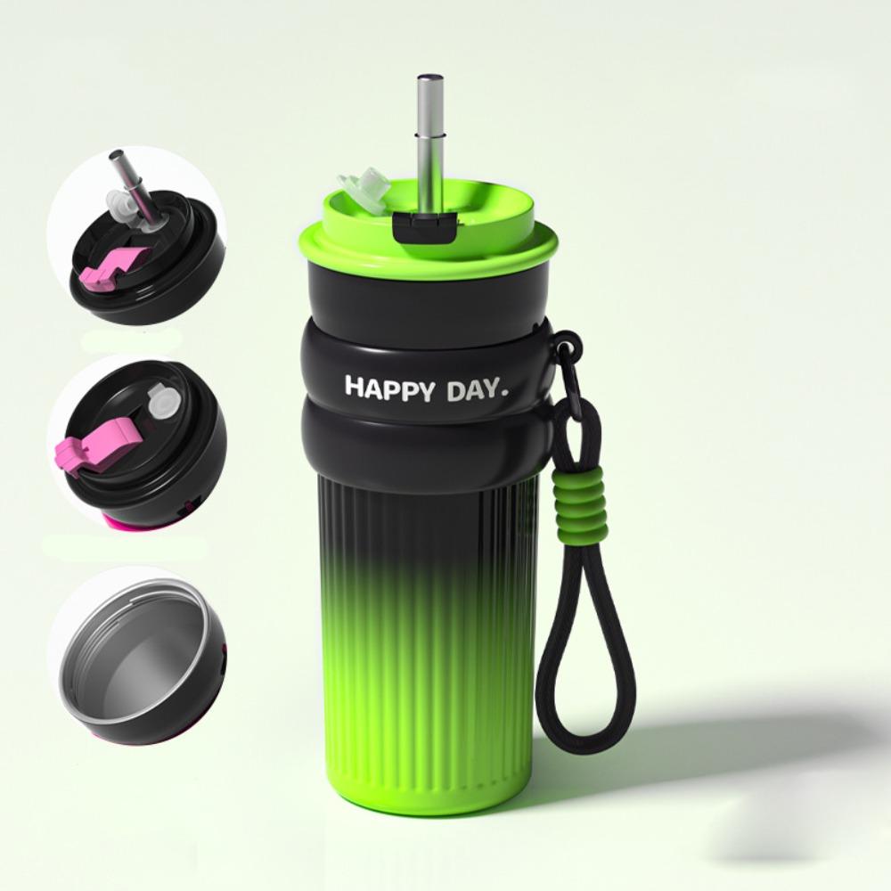 

Бутылка для термоводы 500 мл Термокружка из нержавеющей стали Милая изолированная чашка для студентов и детей зелёный