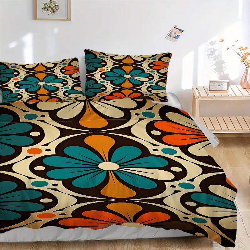 3pc Floral Pattern Cover Set - 1 Quilt Cover + 2 Pillowcases, All Seasons Bedroom Setting, Perfect for Home036
