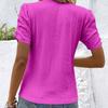 Ladies Summer Wrinkle Short Sleeve Solid Color Pullover T Shirt Top