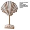 Summer Wooden Shell Ornament with Base Handmade Coastal Seashell Shape Figurine Beach Ocean Tabletop Centerpiece for Living Room Bathroom
