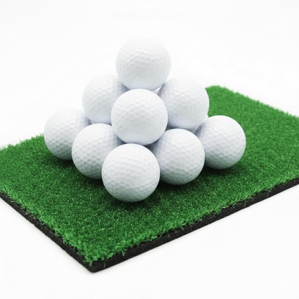 LINOFLE Golf Practice Balls, Approach Practice, Indoor Golf Practice Balls, Sponge Urethane, with Mat (White, 10 Balls + Mat)