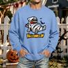 Men's Halloween Printed Long Sleeve T-Shirt Unisex Crewneck Casual Sports Top