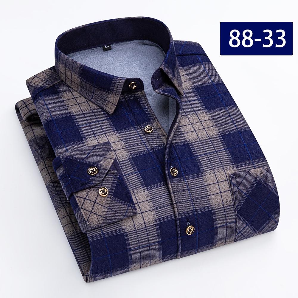 Camicia a quadri con pile double-face a maniche lunghe da uomo per autunno e inverno