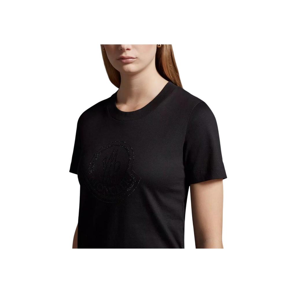 Moncler Monochrome Round Neck Casual Short Sleeve T-Shirt Women Tops Black I20938C00034829FB999